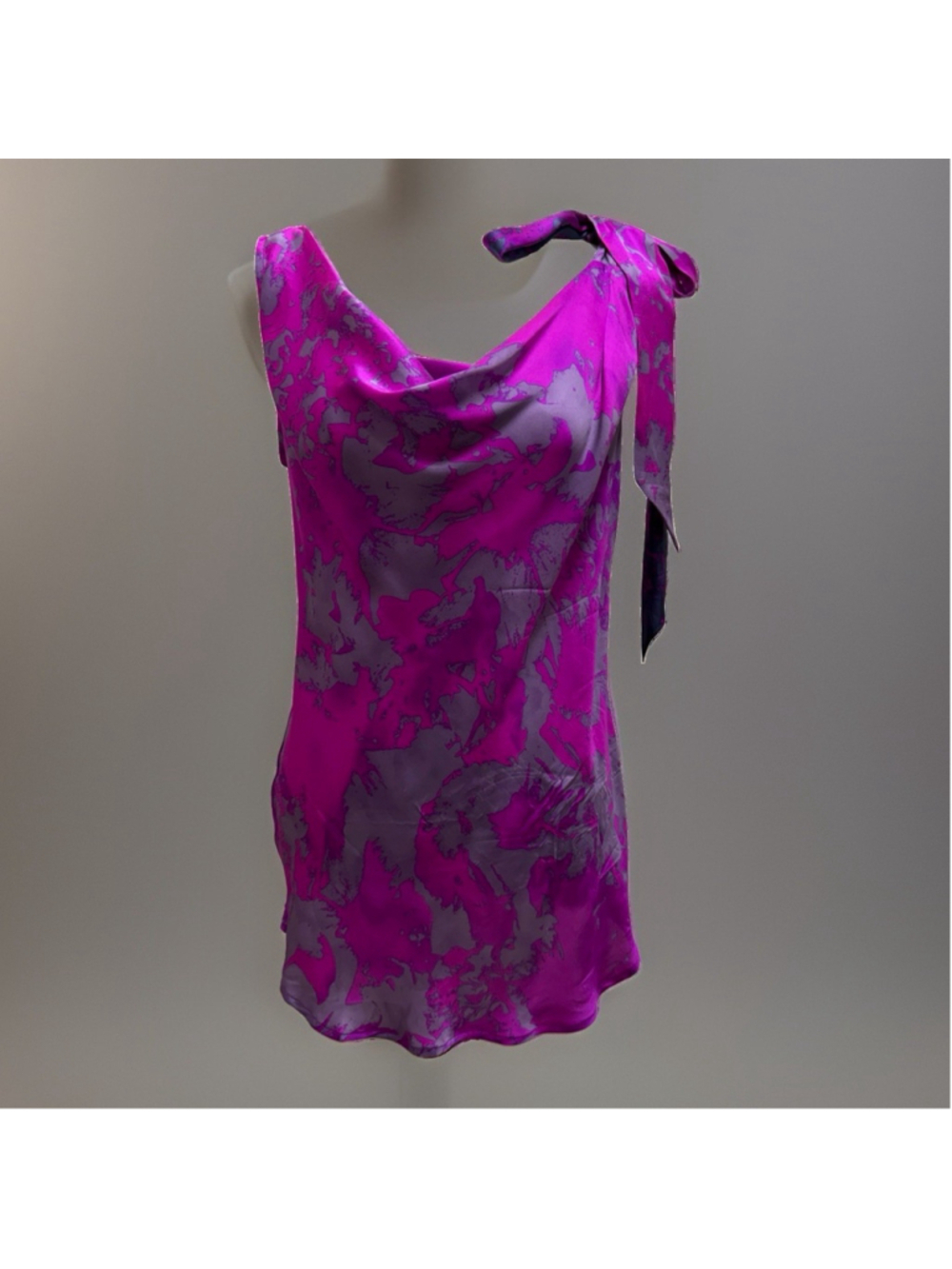 Cabi Women's Size M Fuchsia Gray Abstract Print Cowl Neck Sleeveless Top